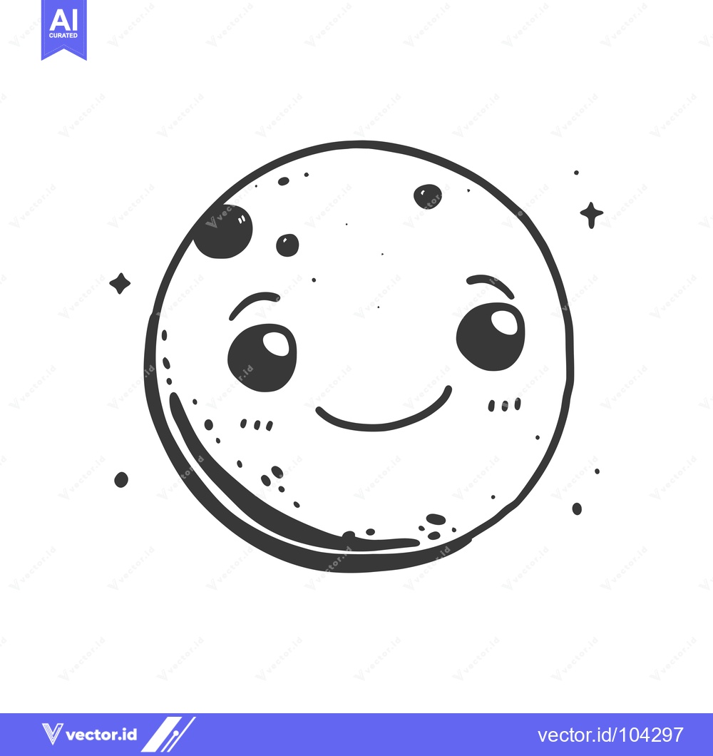Premium Vector of Smiling Cartoon Moon with Starry Background