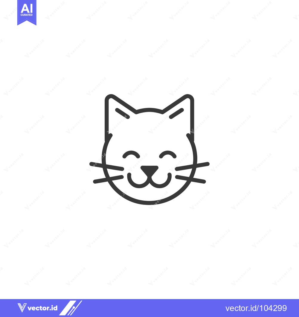 Premium Vector dari Smiling Cat Face Outline Icon