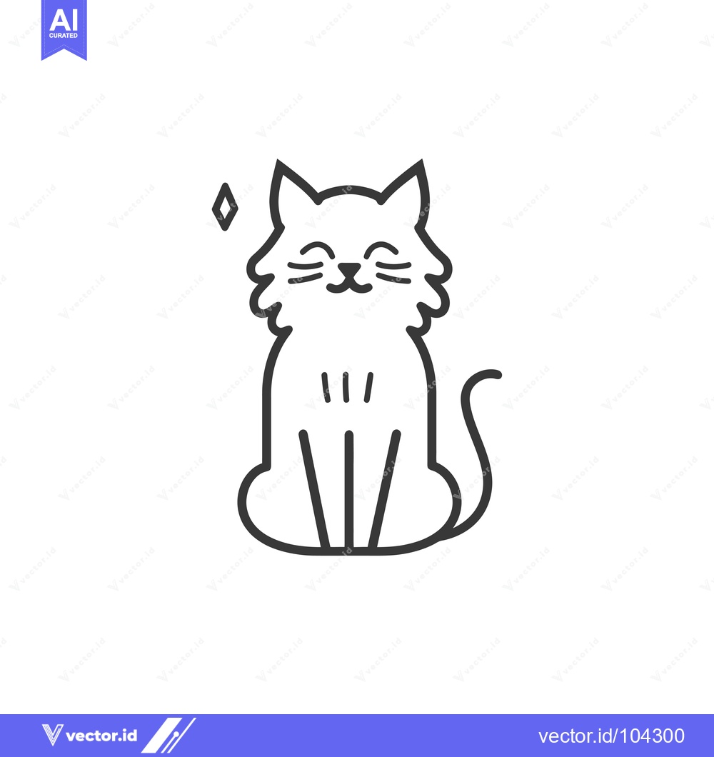 Premium Vector dari Smiling Cat Sitting with a Diamond Above It