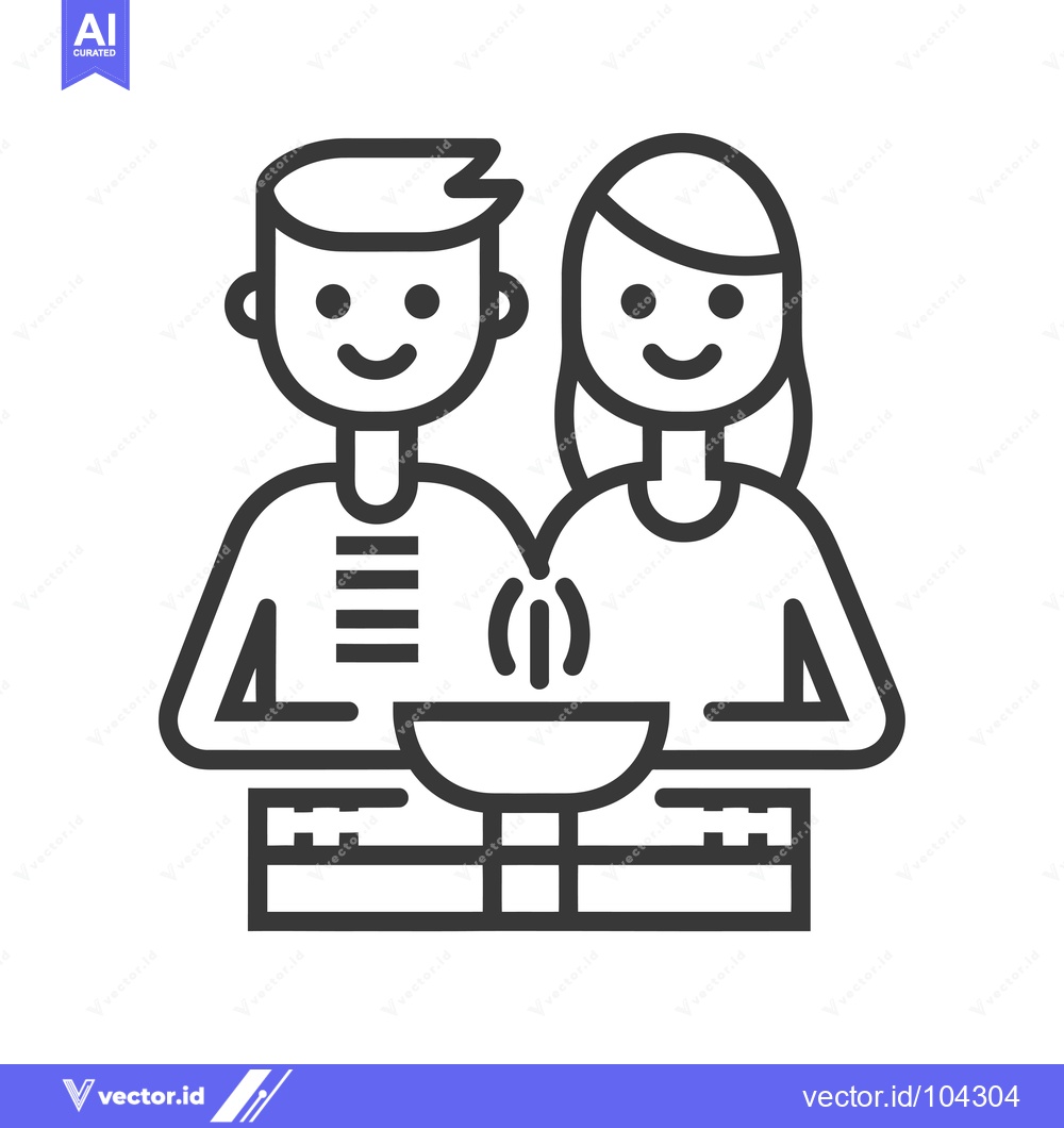 Premium Vector of Smiling Couple Sharing a Bowl with Steam Rising from It