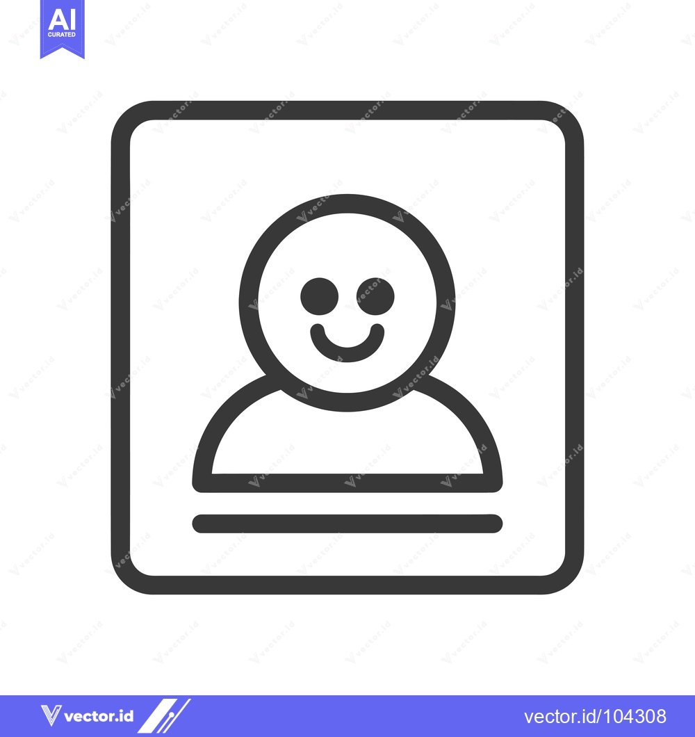 Premium Vector dari Smiling Face Icon Inside Square Frame with Horizontal Line