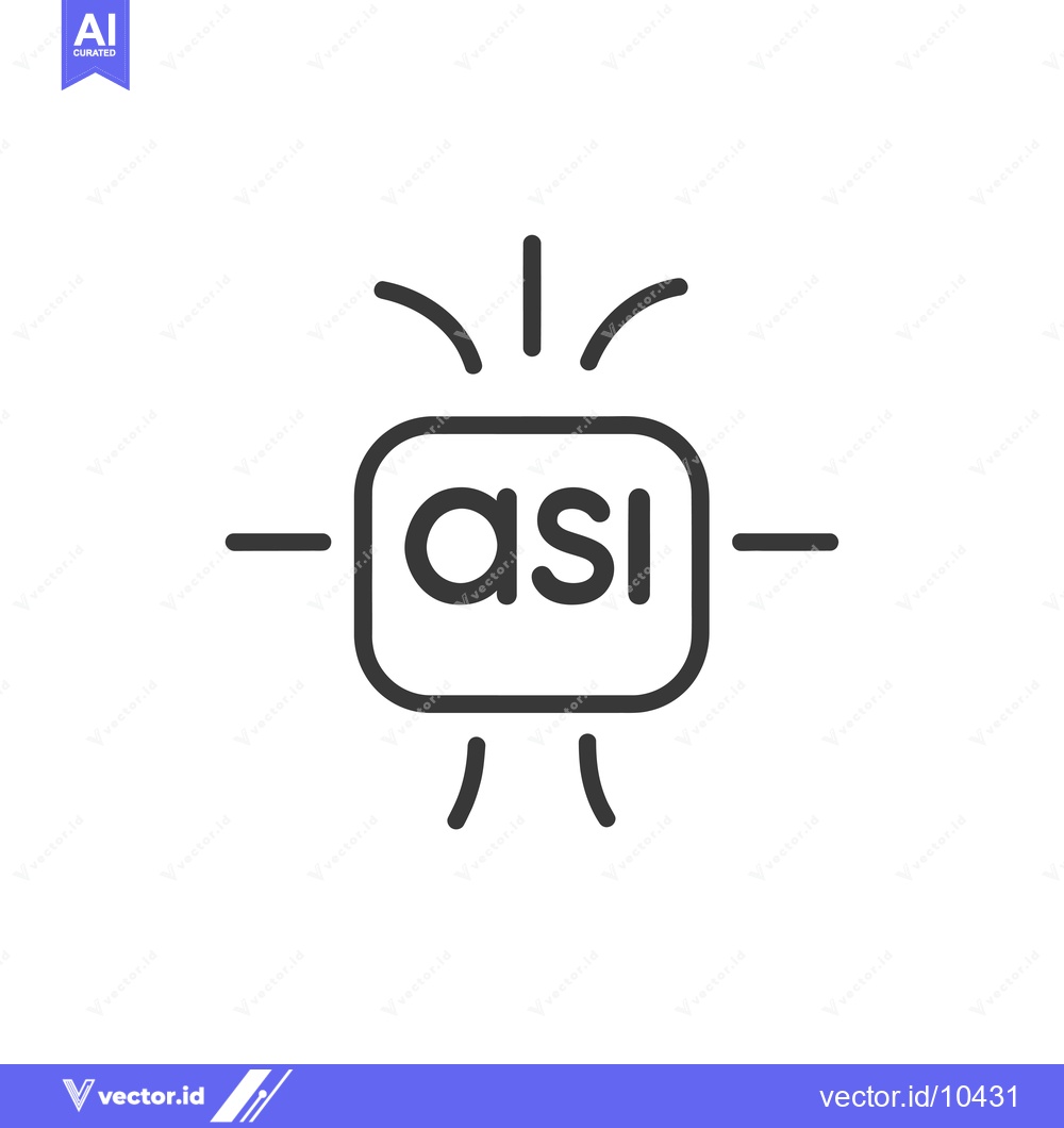 Premium Vector dari A black and white line art icon depicting a square box with "ASI" insi
