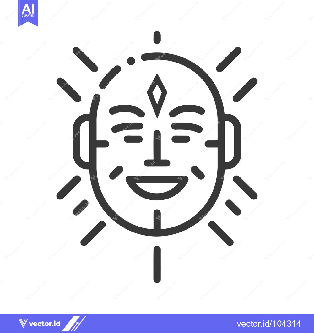Premium Vector of Smiling Face with Third Eye and Radiating Lines