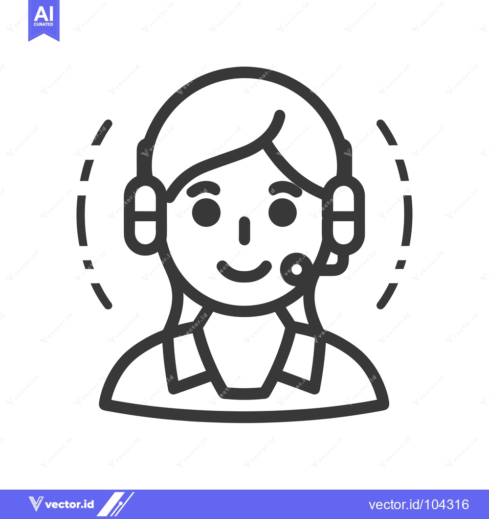 Premium Vector dari Smiling Female Customer Service Representative Wearing Headphones