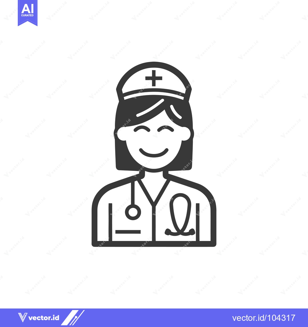 Premium Vector dari Smiling Female Nurse with Stethoscope and Cross on Cap