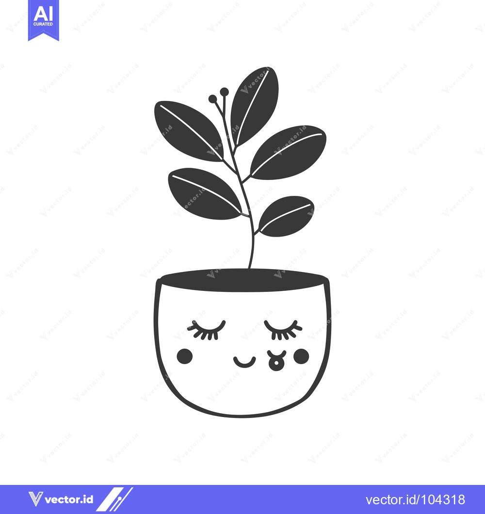 Premium Vector dari Smiling Flower Pot with a Plant Sprouting from It