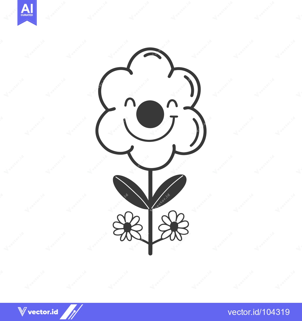 Premium Vector of Smiling Flower with a Big Round Nose