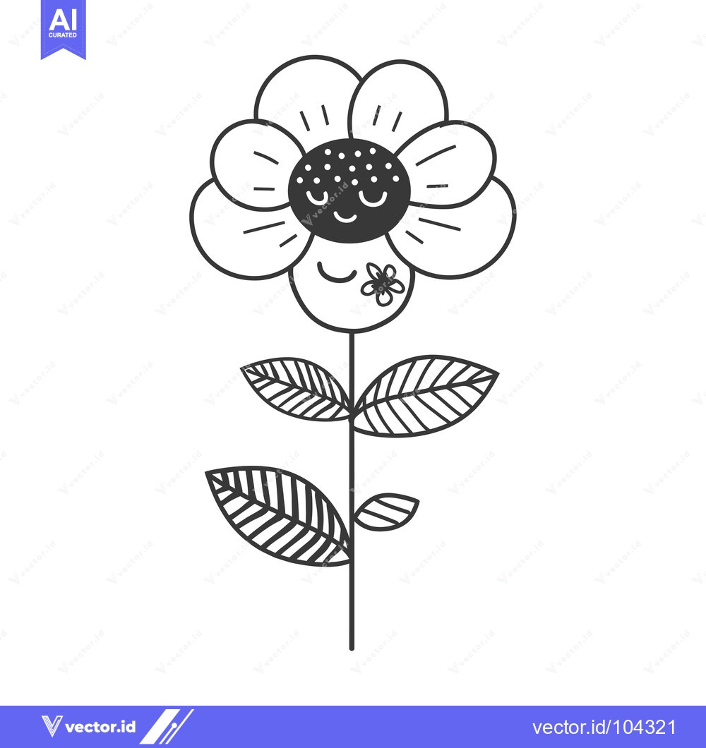 Premium Vector of Smiling Flower with Dotted Center and Small Flower