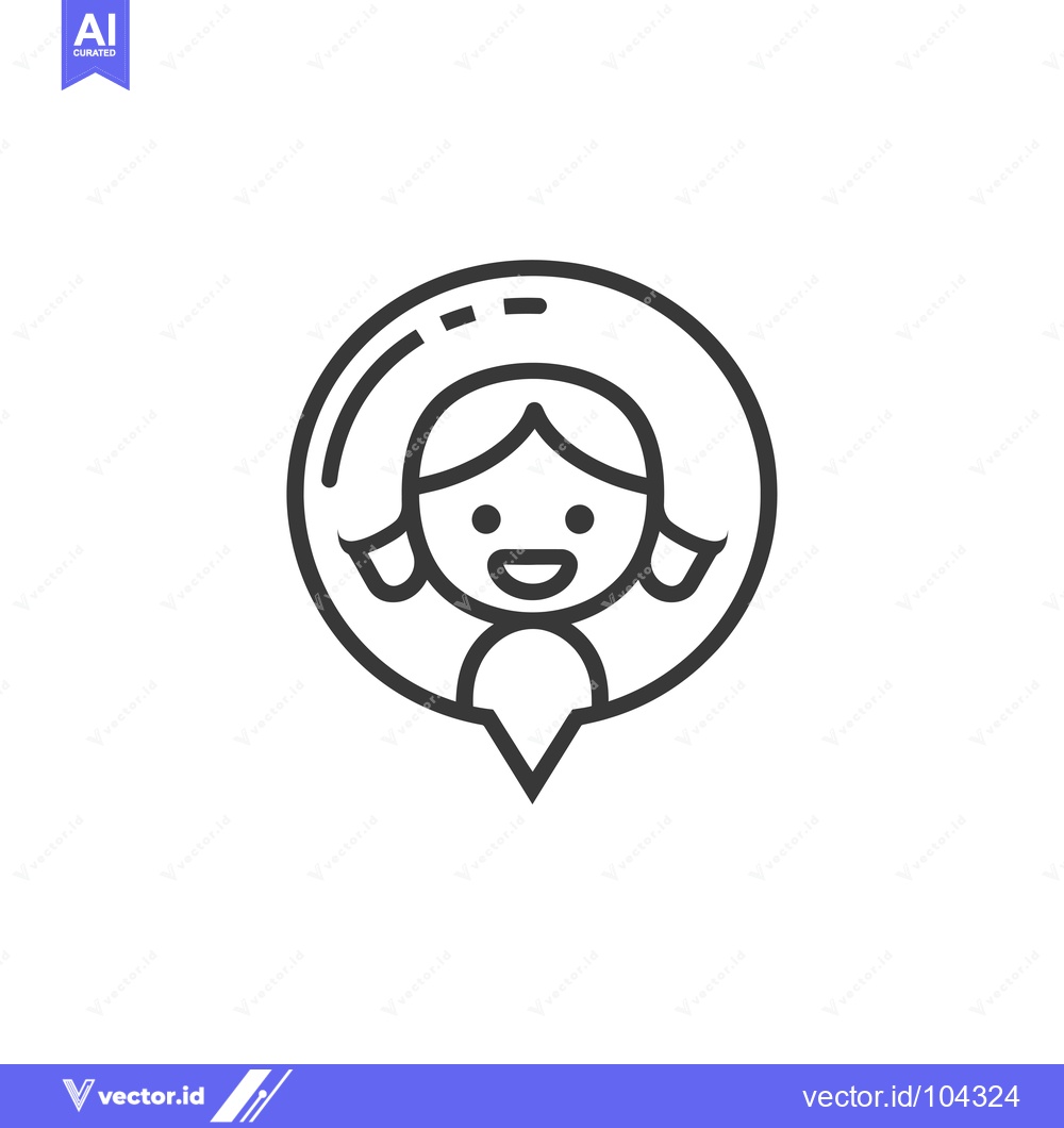 Premium Vector of Smiling girl in a circular frame with a pin tail