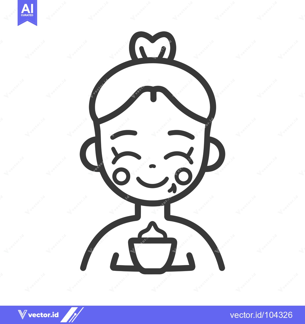 Premium Vector of Smiling girl with bun holding a cup of coffee