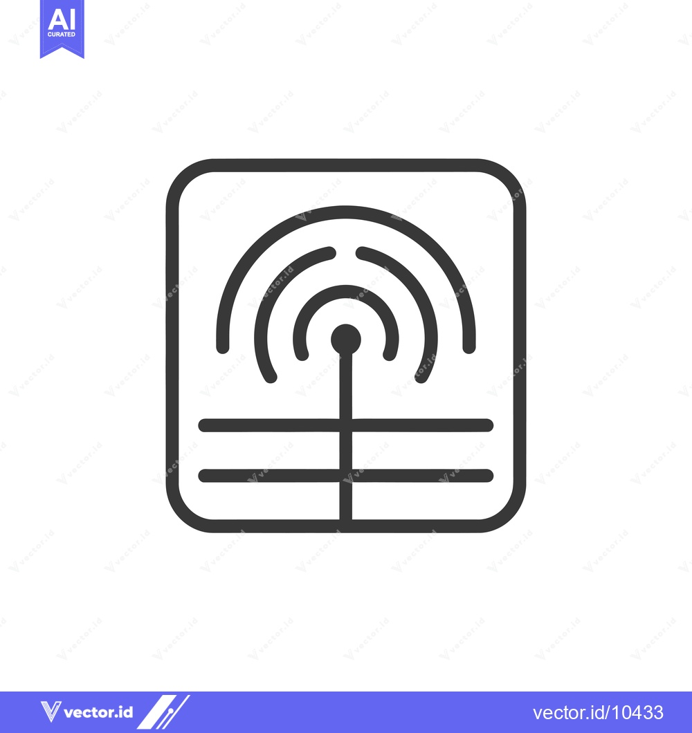 Premium Vector of A black and white line art icon depicting a wifi signal