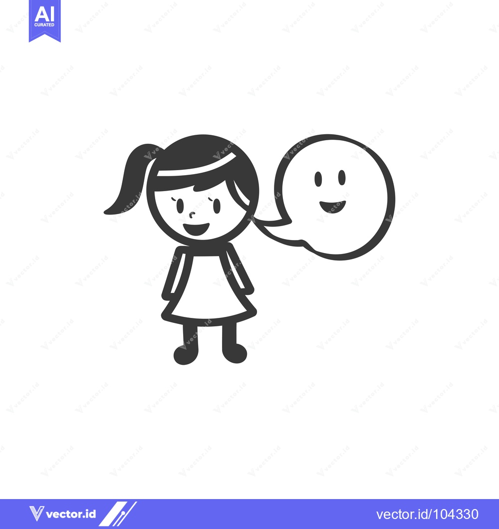 Premium Vector dari Smiling Girl with Speech Bubble