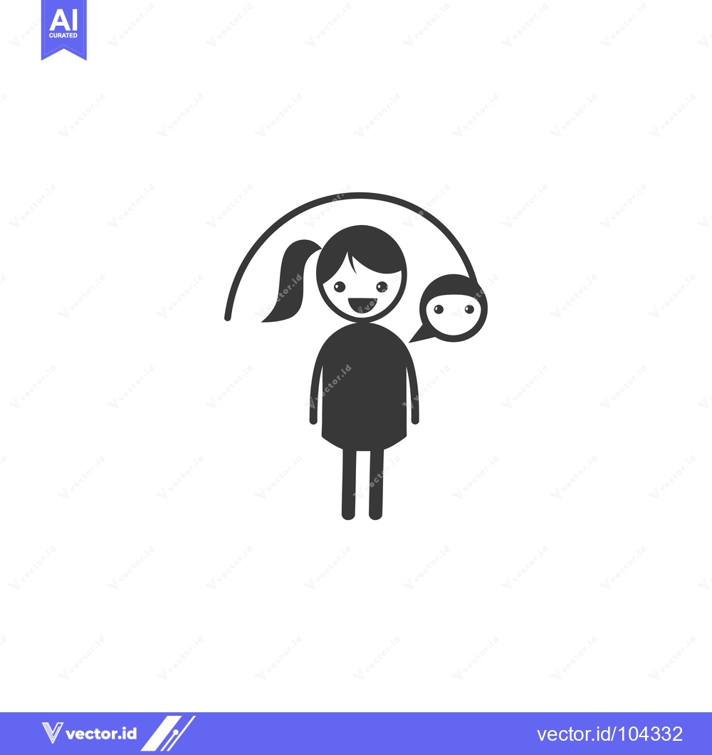 Premium Vector of Smiling Girl with Speech Bubble and Arched Line