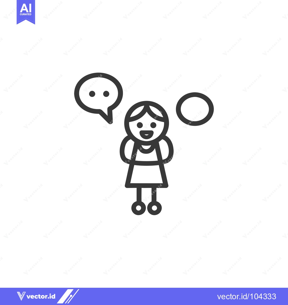 Premium Vector of Smiling Girl with Speech Bubble and Circle