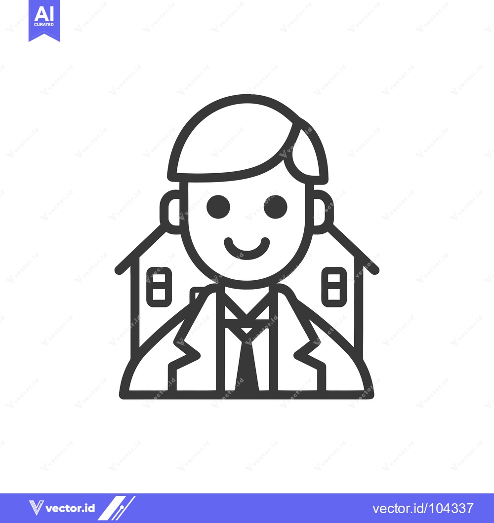 Premium Vector dari Smiling Man in Suit with Houses Behind Him