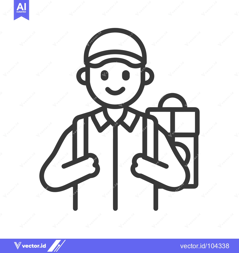 Premium Vector dari Smiling Man Wearing A Hat And Carrying A Backpack