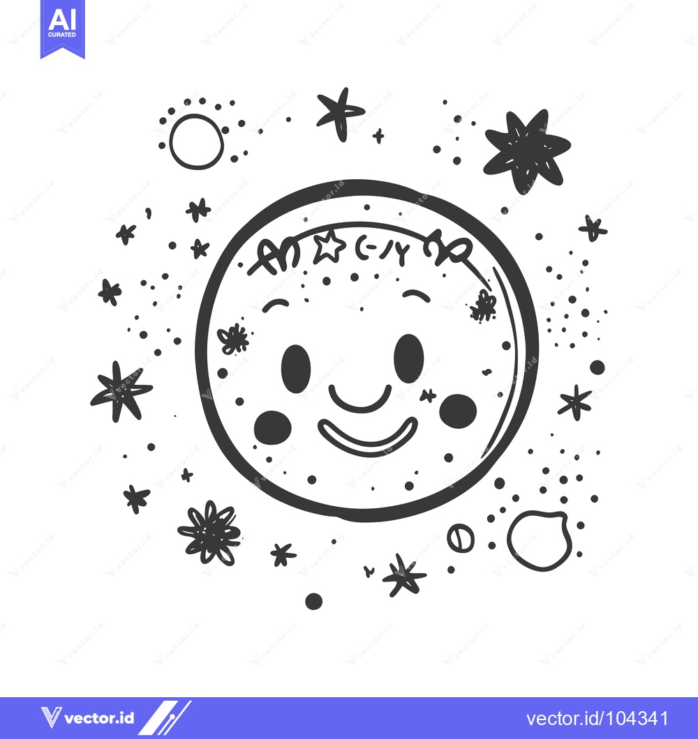 Premium Vector dari Smiling Moon with Stars and Dots