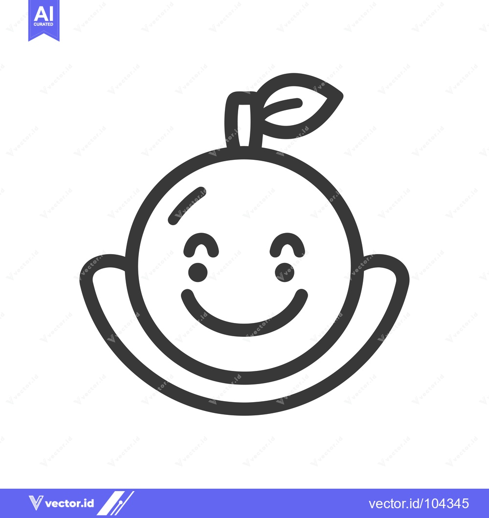 Premium Vector dari Smiling Orange with a Leaf on Top
