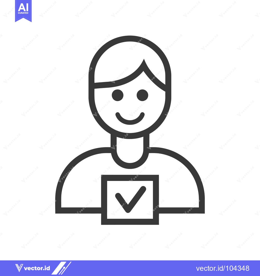Premium Vector dari Smiling Person Holding a Checkmark in a Square