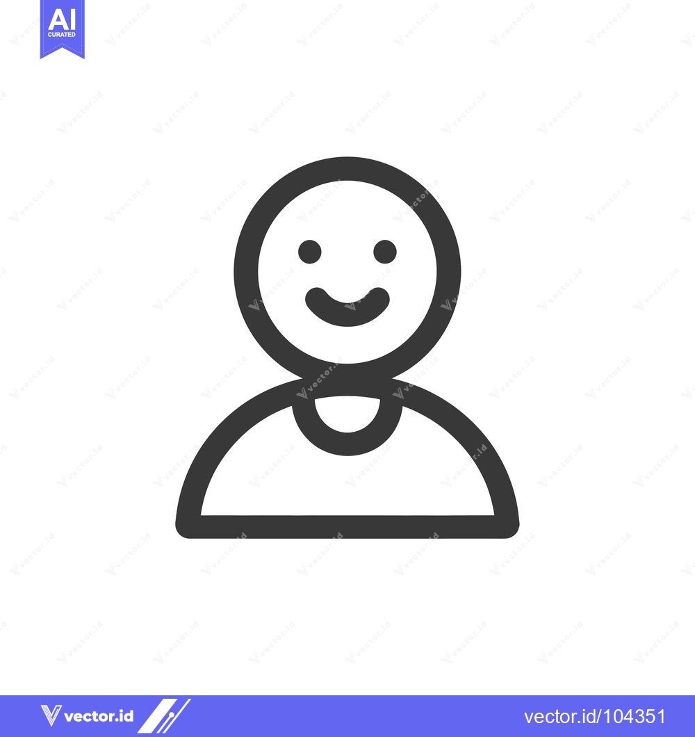 Premium Vector of Smiling Person Icon with Rounded Head and Body