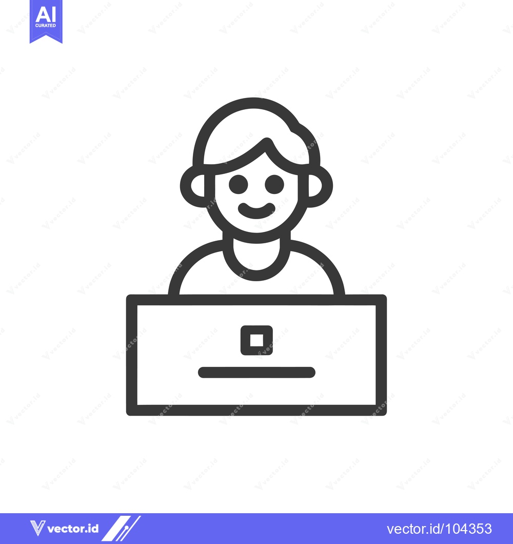 Premium Vector dari Smiling Person Using a Laptop