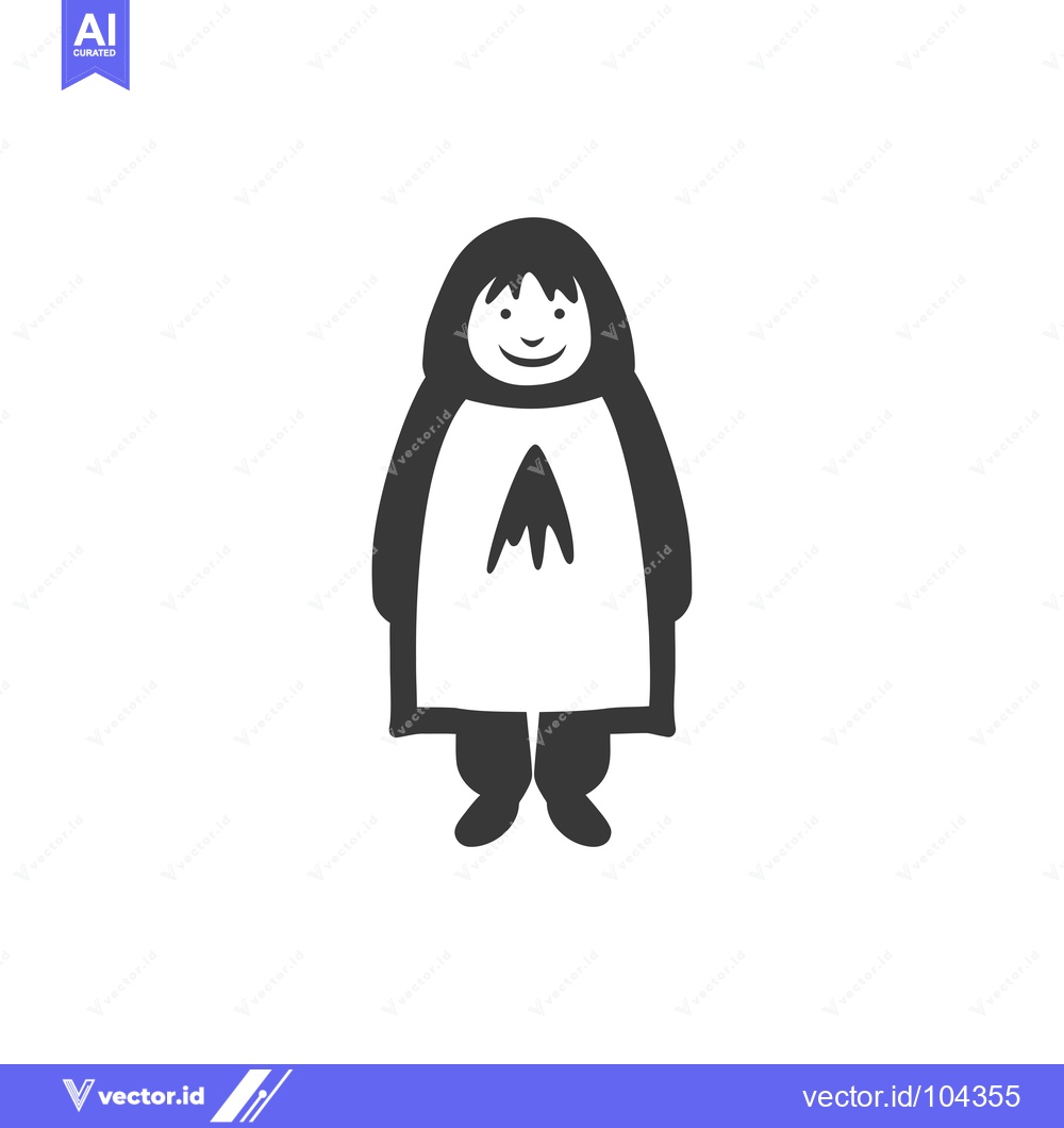 Premium Vector of Smiling Person Wearing a Hooded Robe with a Mountain Symbol