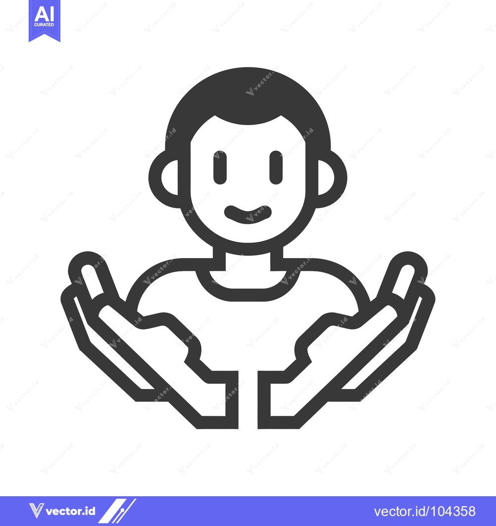 Premium Vector of Smiling Person with Open Palms Offering Help or Support