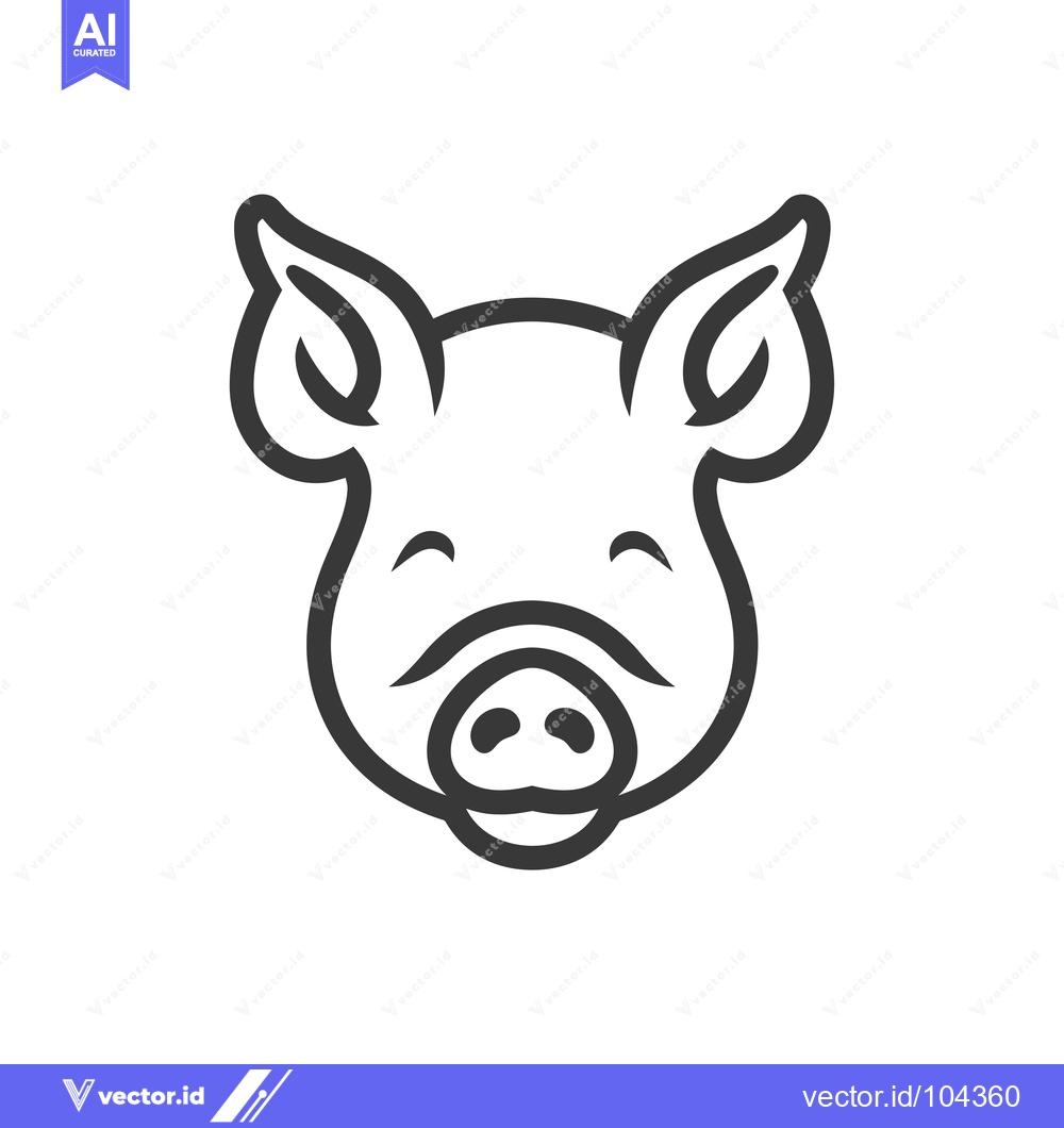 Premium Vector dari Smiling Pig Face Line Art Illustration