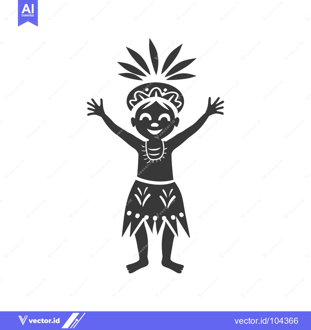 Premium Vector dari Smiling Polynesian Girl with Headband and Skirt