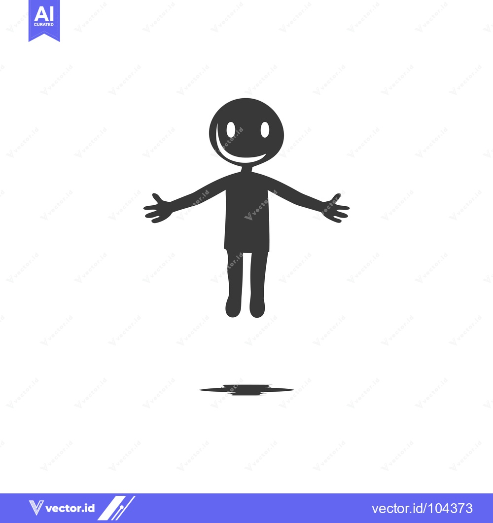 Premium Vector dari Smiling Stick Figure with Outstretched Arms