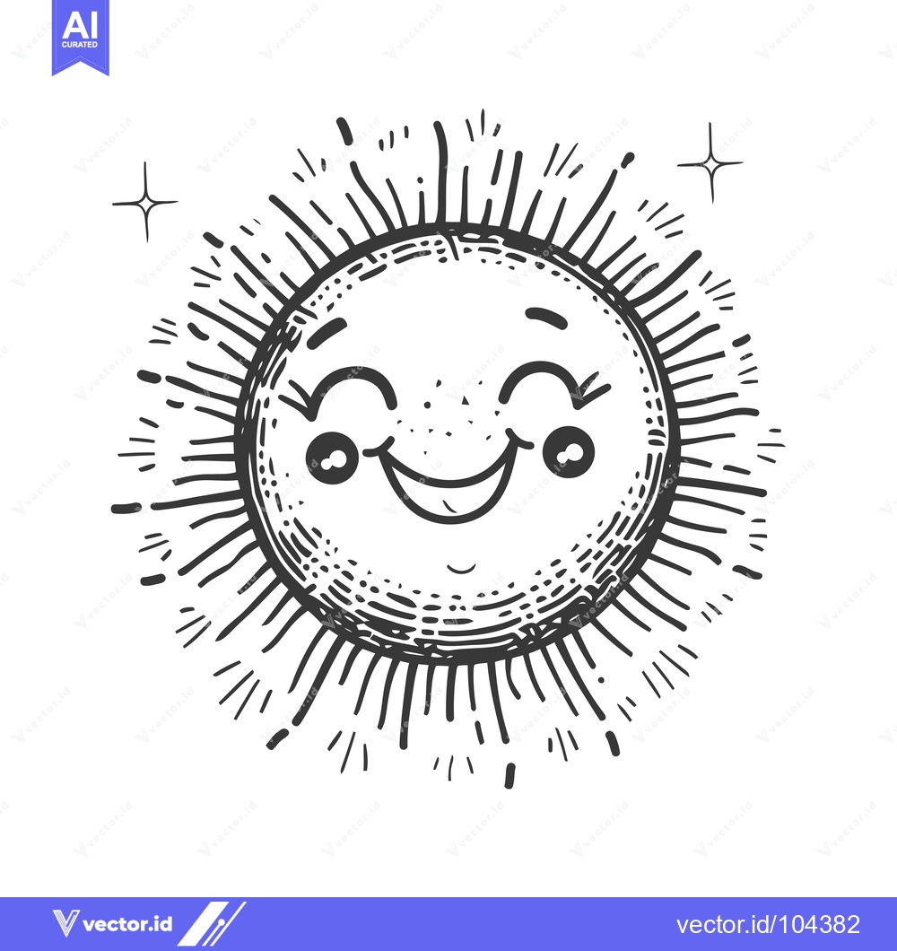 Premium Vector dari Smiling Sun with Rays and Stars