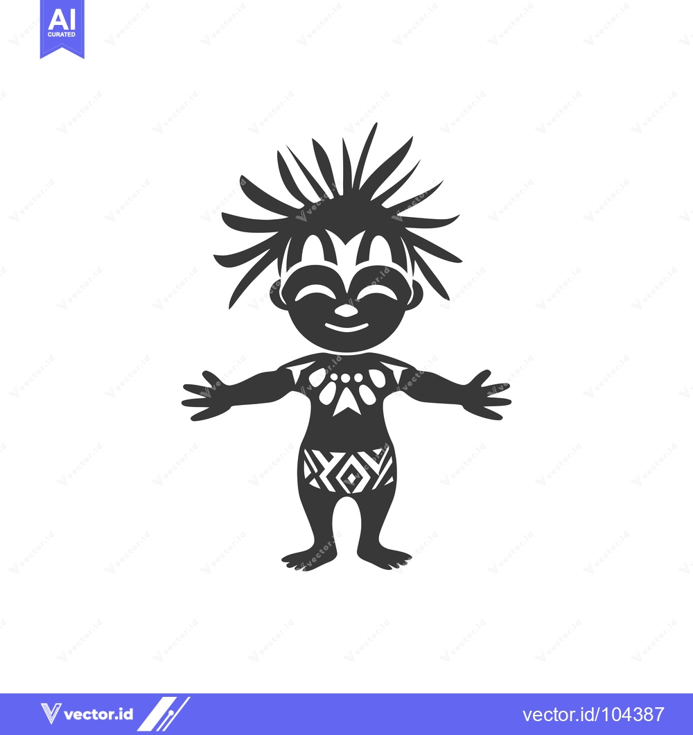 Premium Vector dari Smiling Tribal Person with Spiky Hair and Body Art