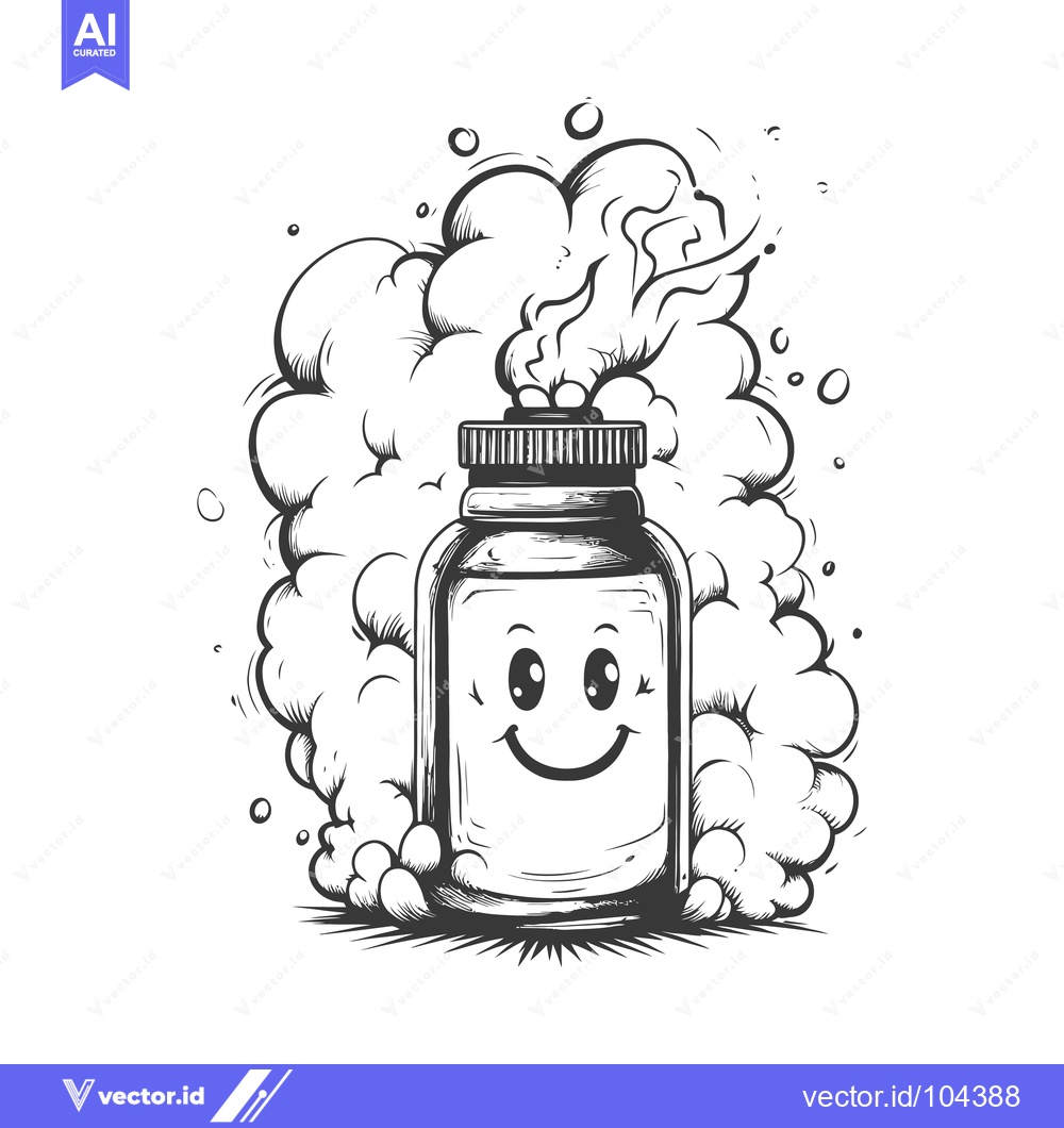 Premium Vector dari Smiling Vape Bottle Surrounded by Smoke