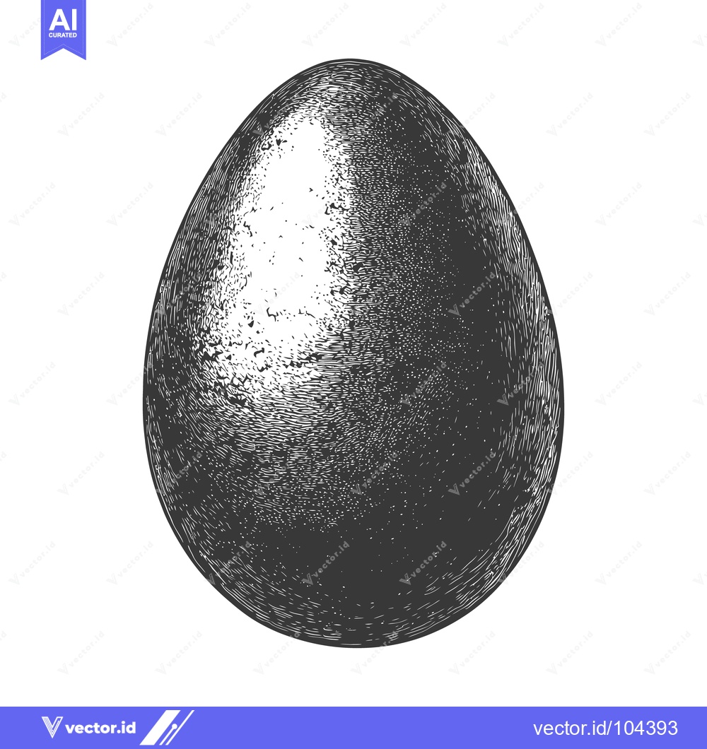 Premium Vector of A single illustration of a shaded egg against a white background