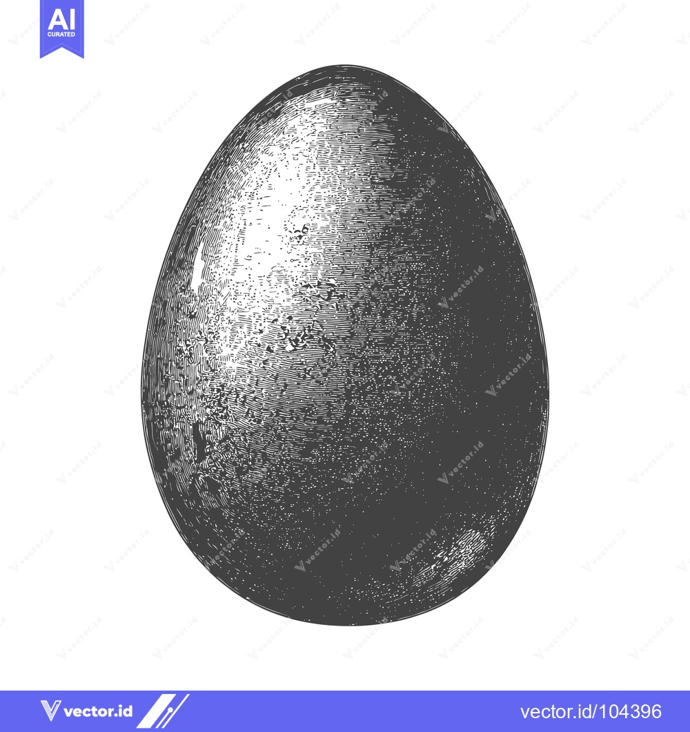 Premium Vector dari A detailed grayscale illustration presents a single egg on white backg