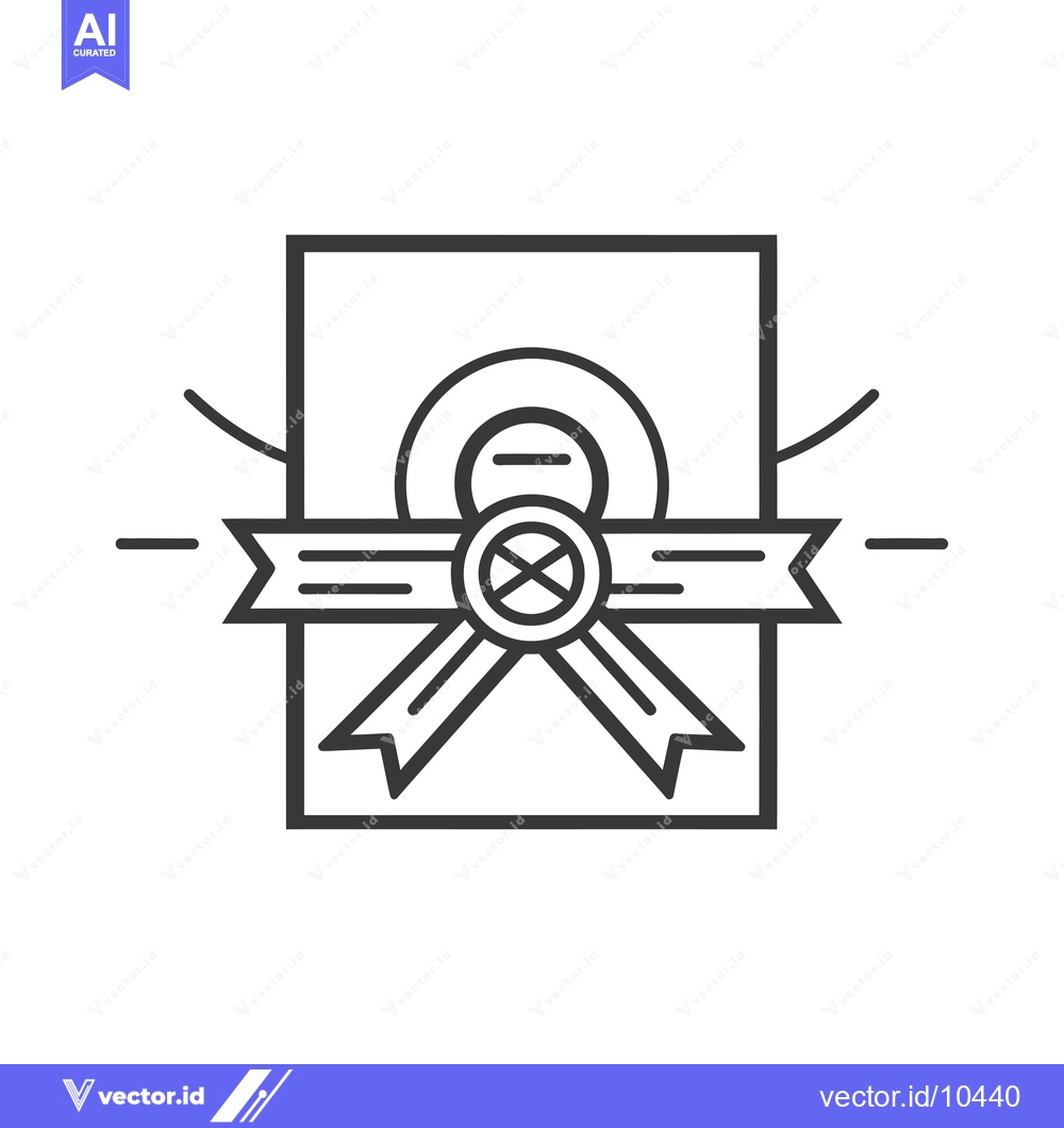Premium Vector dari A black and white line art illustration of a document with a ribbon an
