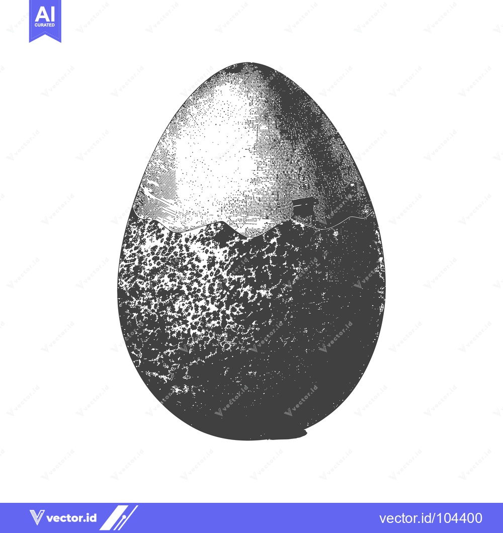 Premium Vector of A cracked grayscale egg appears to be hatching on a white backdrop