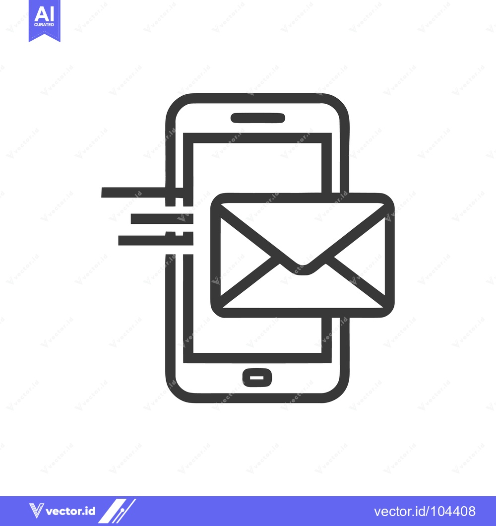 Premium Vector dari Mobile Email Icon: Smartphone Sending Message, Outline Style