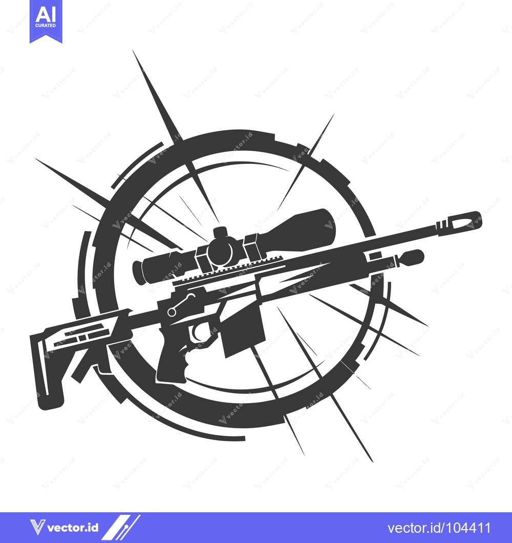 Premium Vector dari Sniper Rifle with Scope and Abstract Circular Design