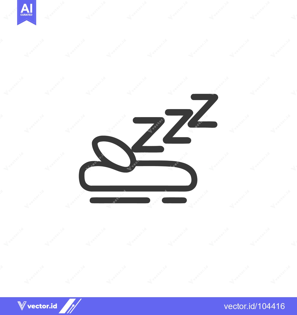 Premium Vector of Sleep Icon: Bed, Pillow, and Zzz Symbols in Minimalist Design
