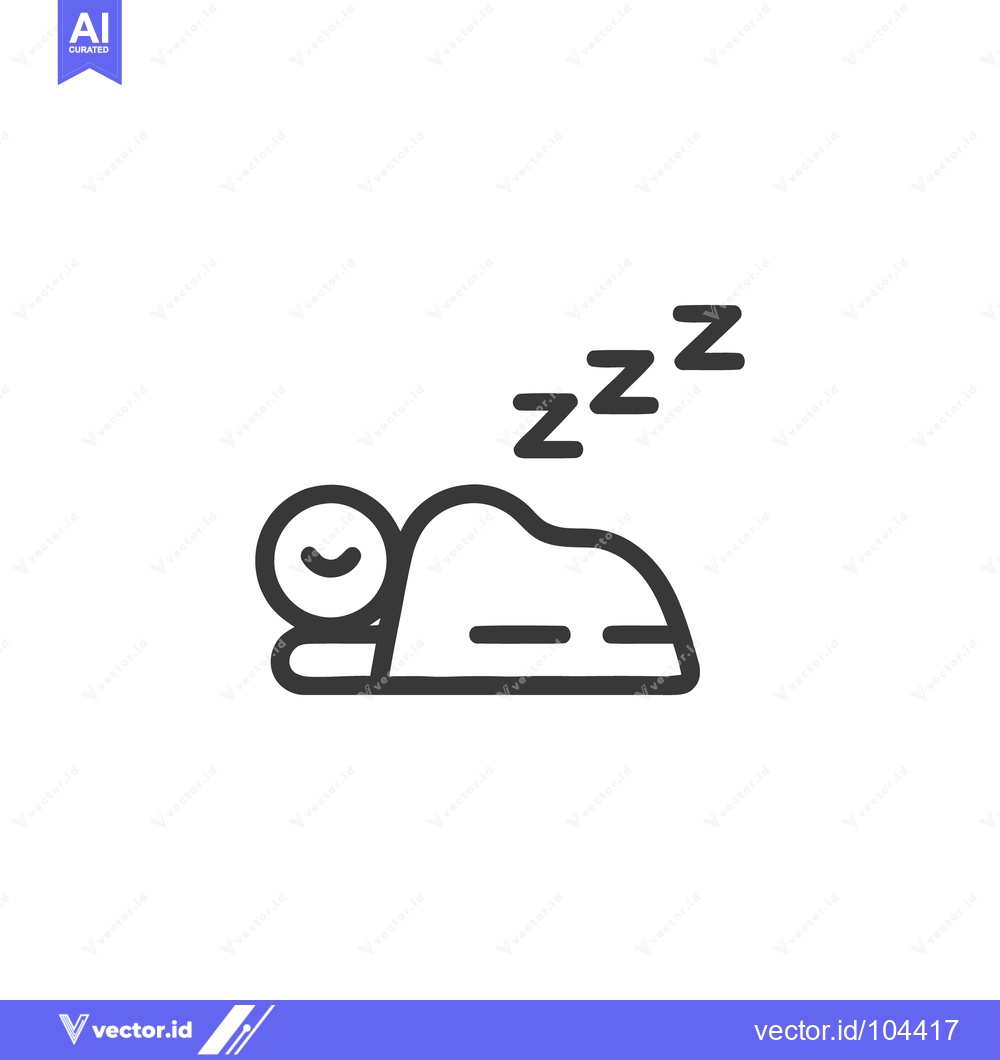 Premium Vector dari Sleeping Icon: Person Lying Down with Zzz Symbols, Outline Style