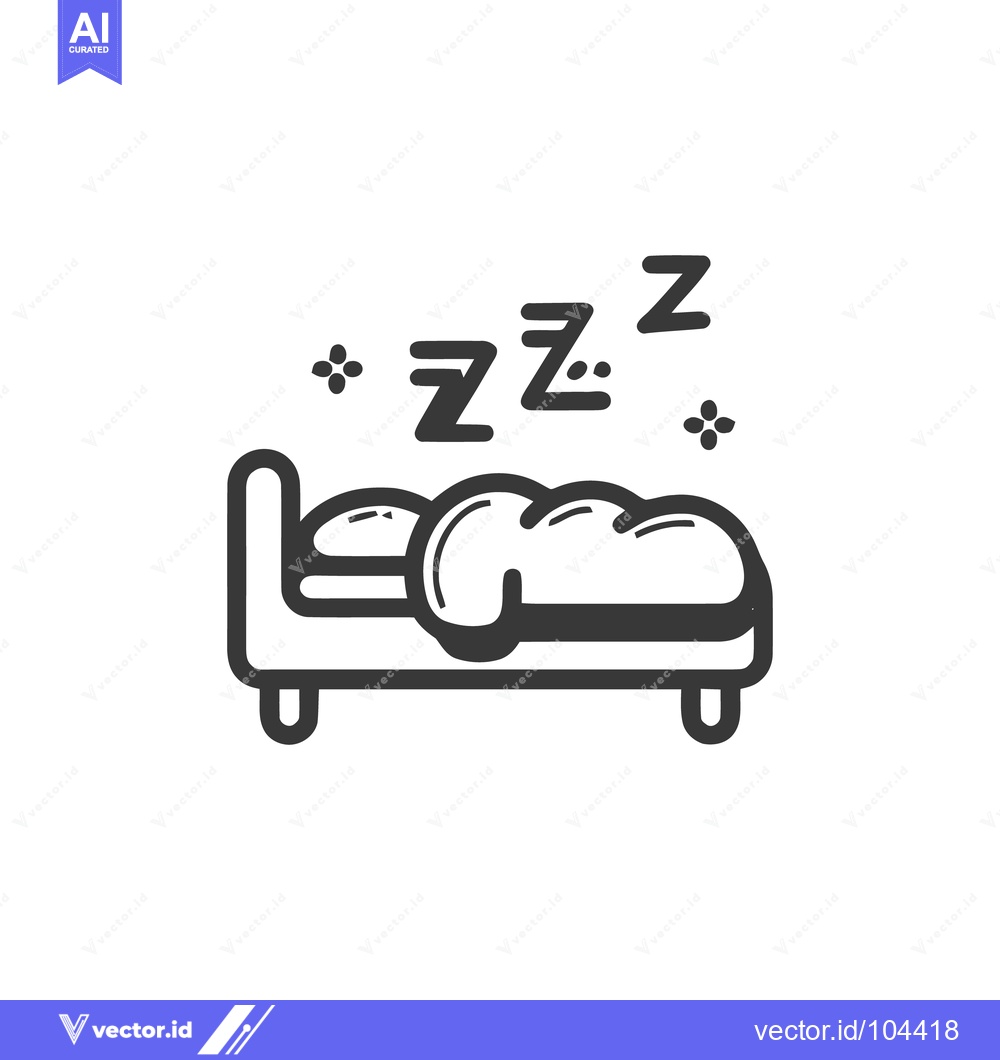 Premium Vector dari Sleepy Time: Bed with Zzz's Icon in Minimalist Style