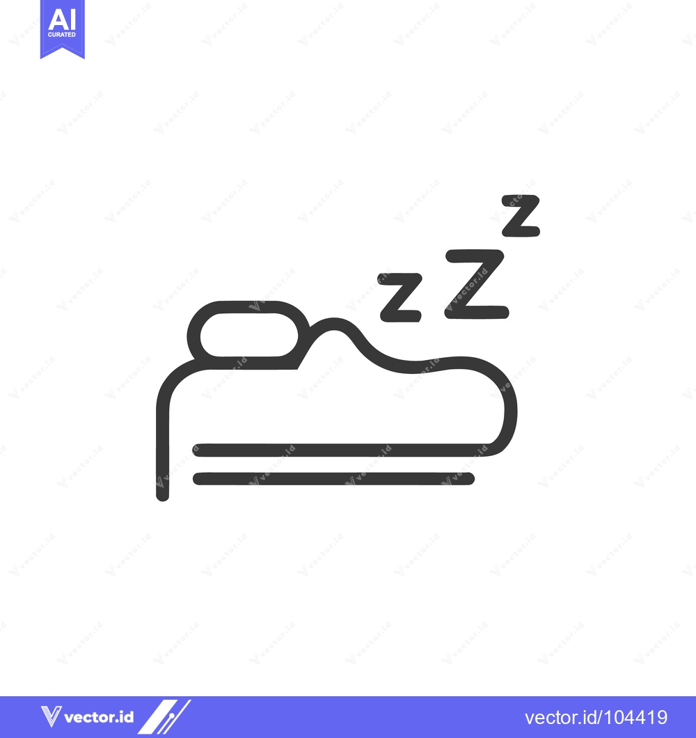 Premium Vector dari Sleep Icon: Bed with Pillow and Zzz Symbols, Minimalist Design