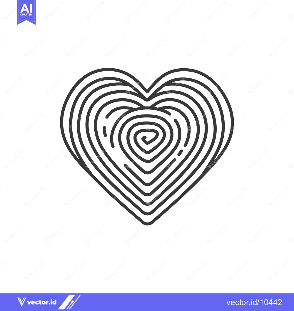 Premium Vector of A Black and White Line Art Illustration of a Heart With a Spiral Cente