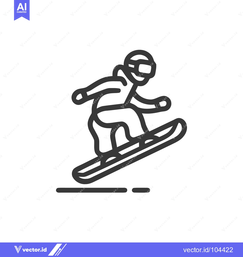Premium Vector of Dynamic Snowboarder Icon: Bold Outline, Winter Sports Adventure, Isola
