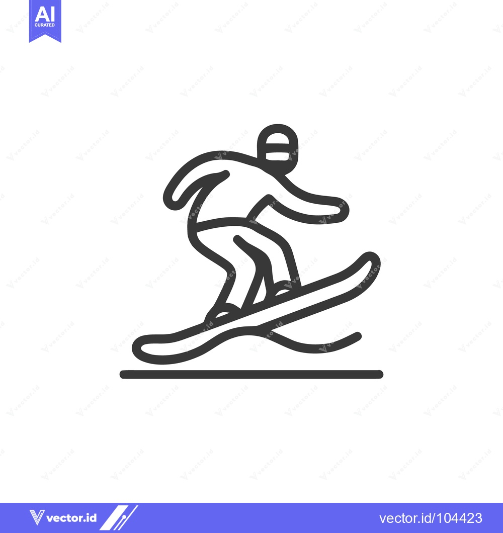 Premium Vector of Minimalist Snowboarding Icon: Linear Design on White Background