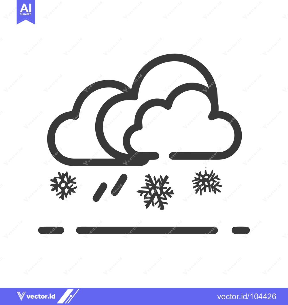 Premium Vector dari Minimalist Snowfall Icon: Stylized Clouds with Falling Snowflakes and