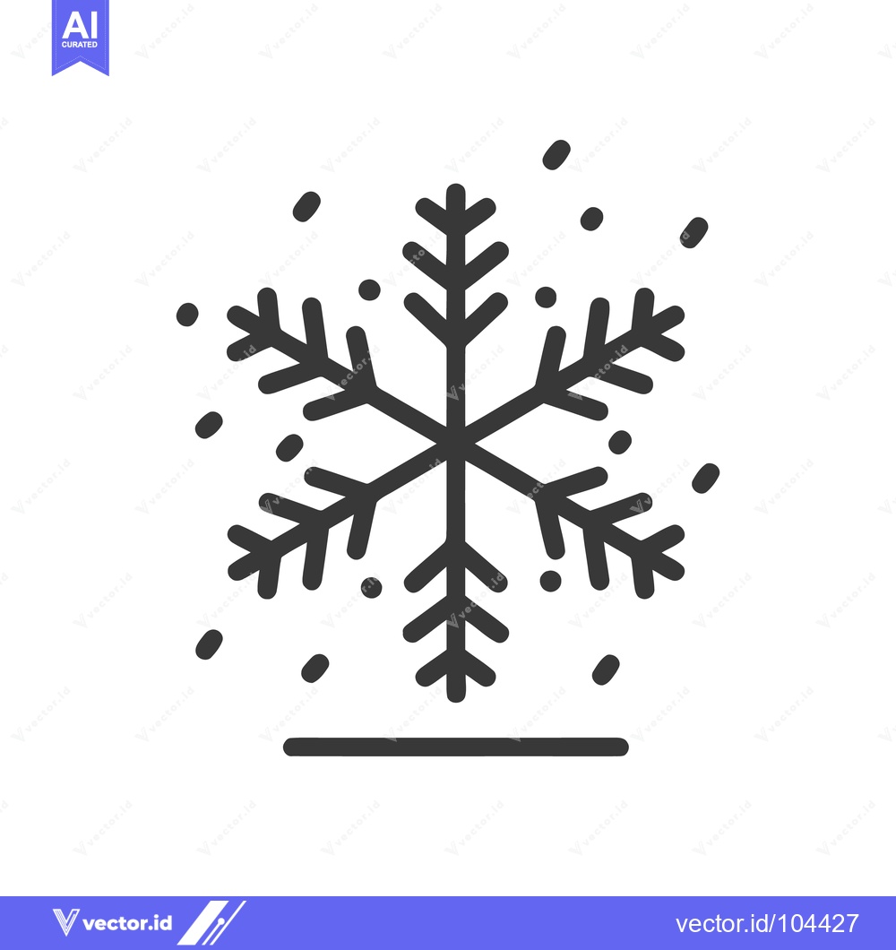 Premium Vector dari Minimalist Snowflake Icon with Snowfall, Winter Season Graphic
