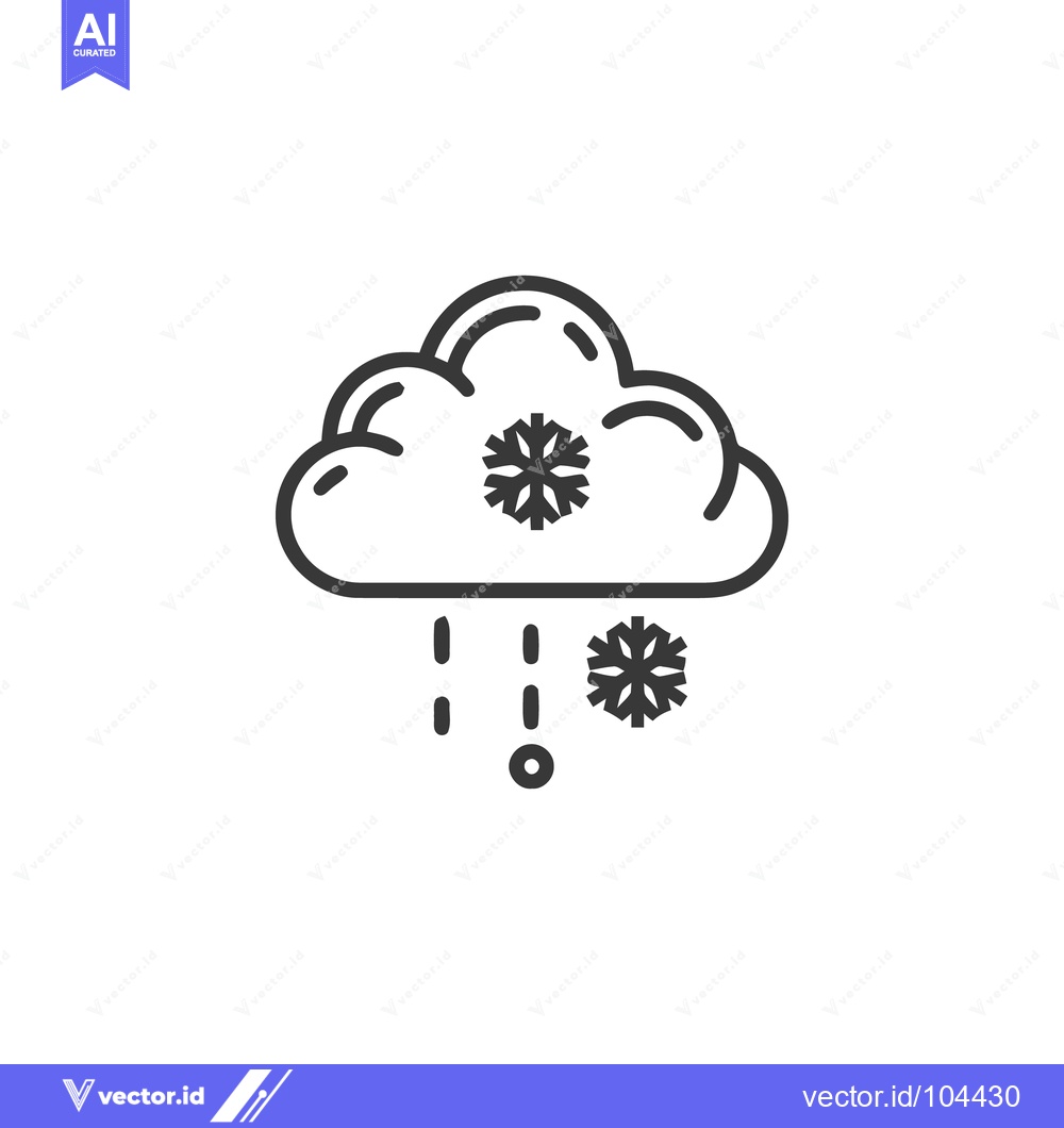 Premium Vector of Minimalist Snow Cloud Icon: Winter Weather Symbol with Falling Snowfla