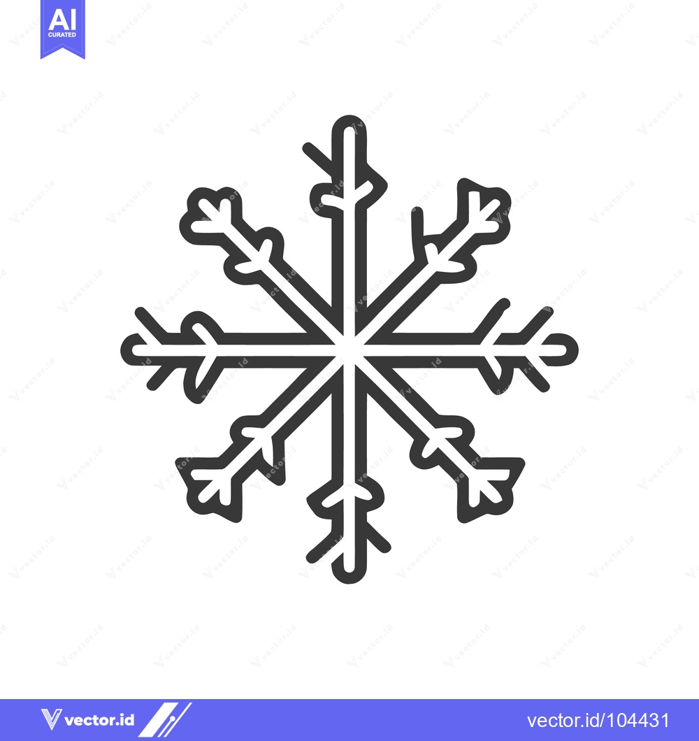 Premium Vector of Minimalist Snowflake Icon: Symmetrical Winter Symbol on White Backgrou